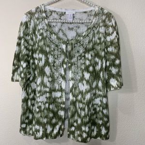 Chico’s Linen Blend Short Sleeve Cardigan, Size 2/Large